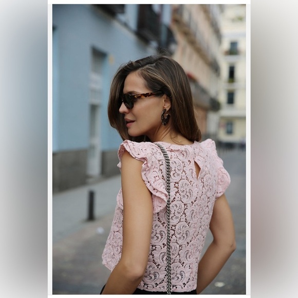 Zara Woman’s Pink Lace Top Small - Picture 7 of 13